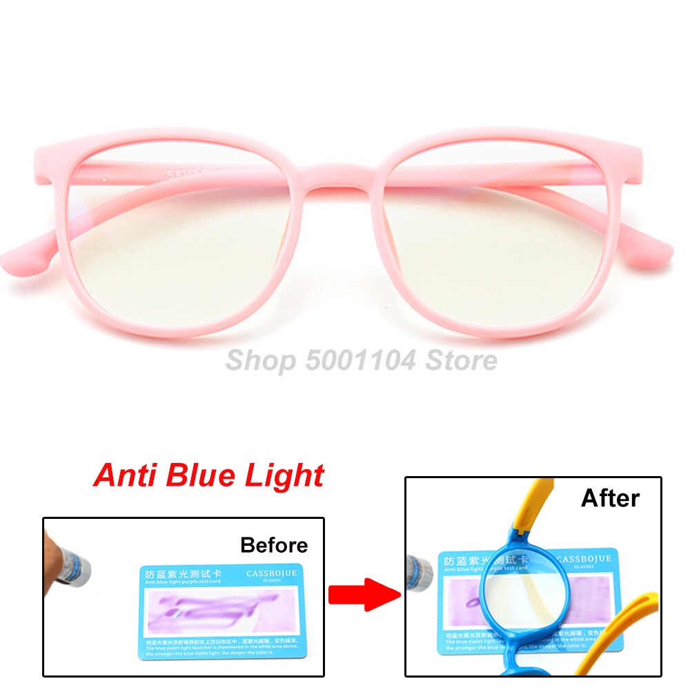 Blue Light Kids Glasses Boy Girl Optical Frame Transparent Child Glasses Anti Glare Computer Prescription Glasses UV: pink
