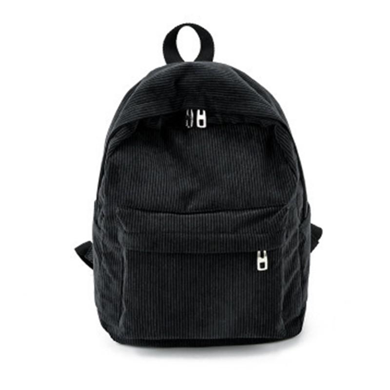 Gestreepte Stijl Rugzak Canvas Vrouwen Rugzak Hoge Capaciteit Tiener Meisje School Rugzak Rugzak Rugzak Vrouwelijke Mochilas: Black / 33CMx23CMx14CMx