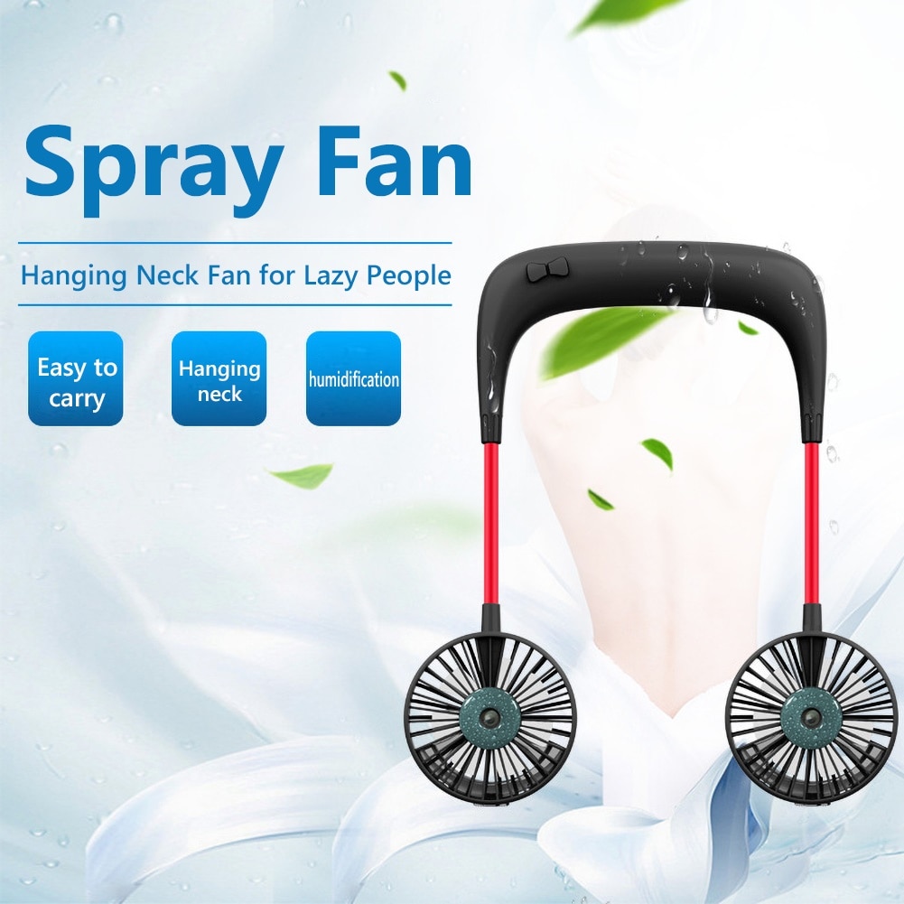 Portable Mini Flexible USB Rechargeable Hanging Neck Sports Cooling Spray Fan