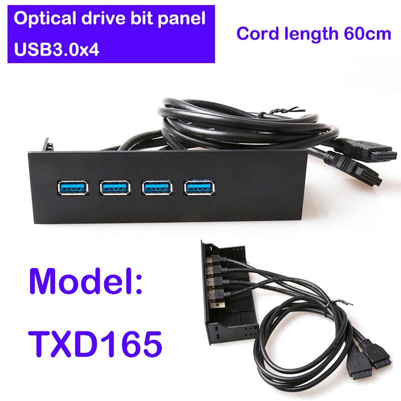 Frontpanel usb 3.0 frontpanel type c hub 20 pin stik 60cm kabel super speed plug and play nem at installere til pc adaptere: Hvid