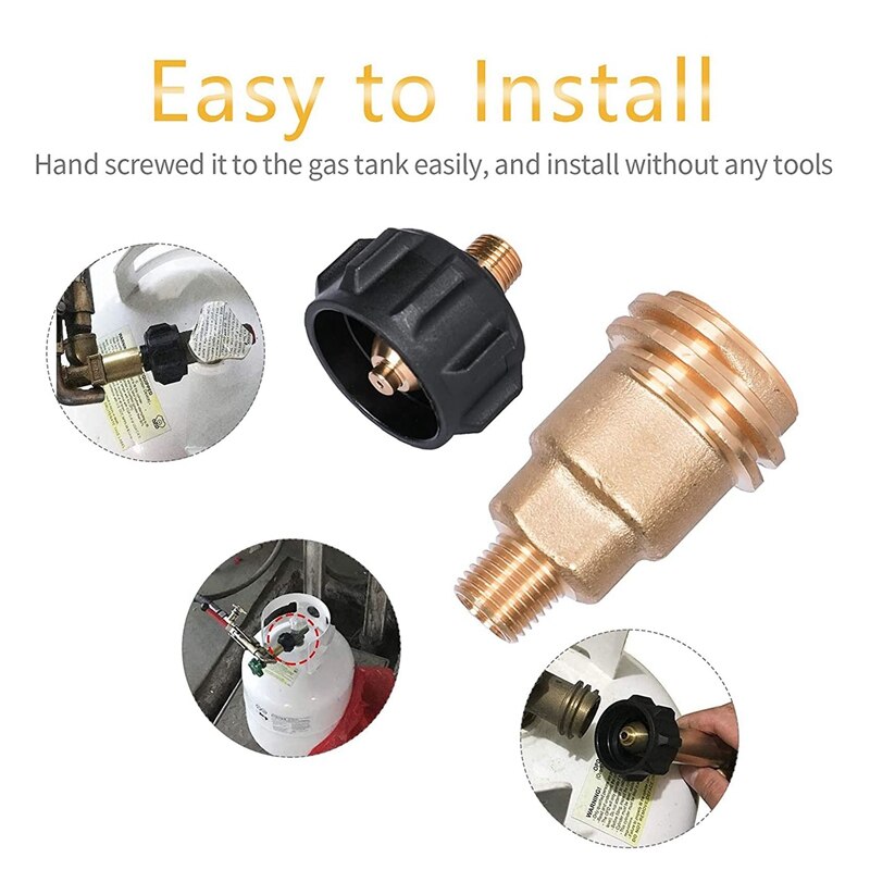 QCC1 Acme Nut Propane Gas Fitting Adapter, Brass Quick Connect Propane Adapter with 1/4 Inch Male Pipe Thread