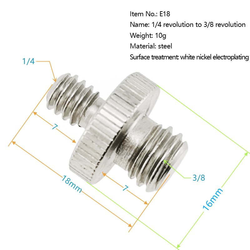 Monteringsadapter stativplatta skruvfäste 1/4 " 3/8 " hane invändig gänga skruv för kamera blixt stativ mikrofon metall kameratillbehör: Silver-