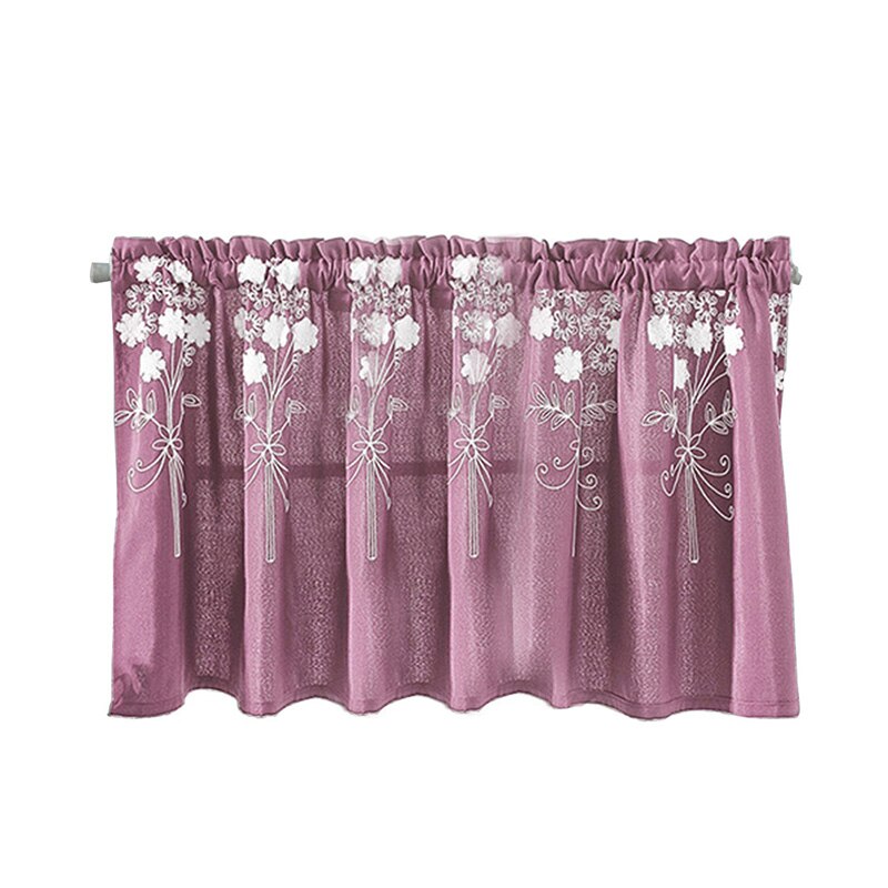 Rideau court imprimé Floral, demi-rideau transparent pour cuisine et salon, , pour panneau de fenêtre, décoration de chambre à coucher: D Short Curtain / 130x41cm