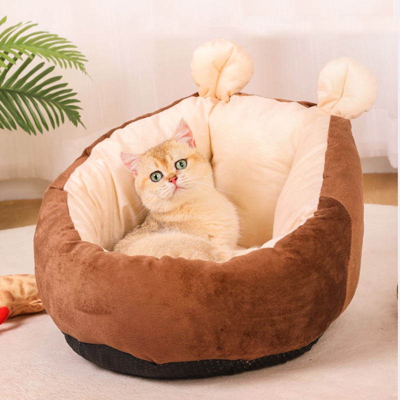 Winter Warm Pet House Bed for Cats Soft Plush Puppy Dog Kennel Mat Chihuahua Kedi Gatos Beds Cats Products for Pets Pillow Home