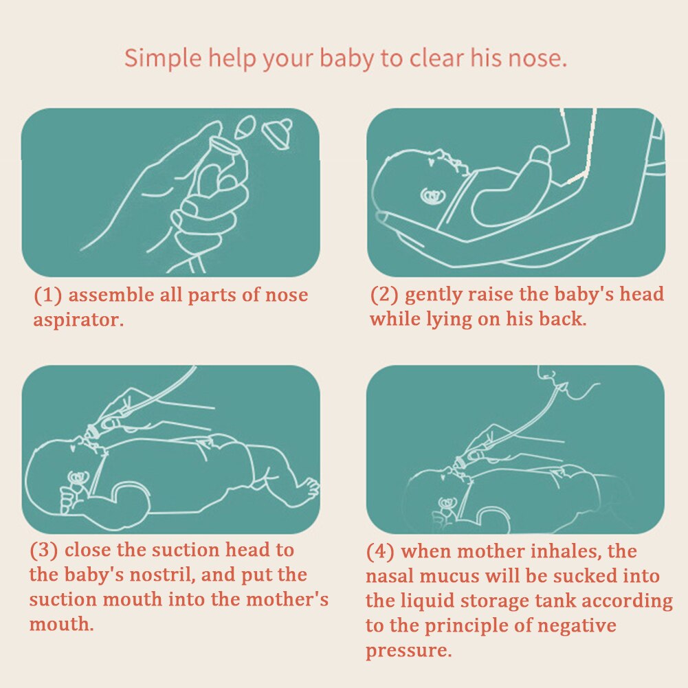 Infant Soft Tip Snot Nose Cleaner Absorption Nasal Aspirator Safe Silicone Newborn Baby Practical Vacuum Suction Sucker