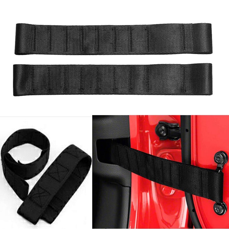 1 Paar 1000 Lb Zware Krachtige Verstelbare Deur Limiet Stop Riem Voor Jeep Wrangler Tj Jk Jl (Zwart)