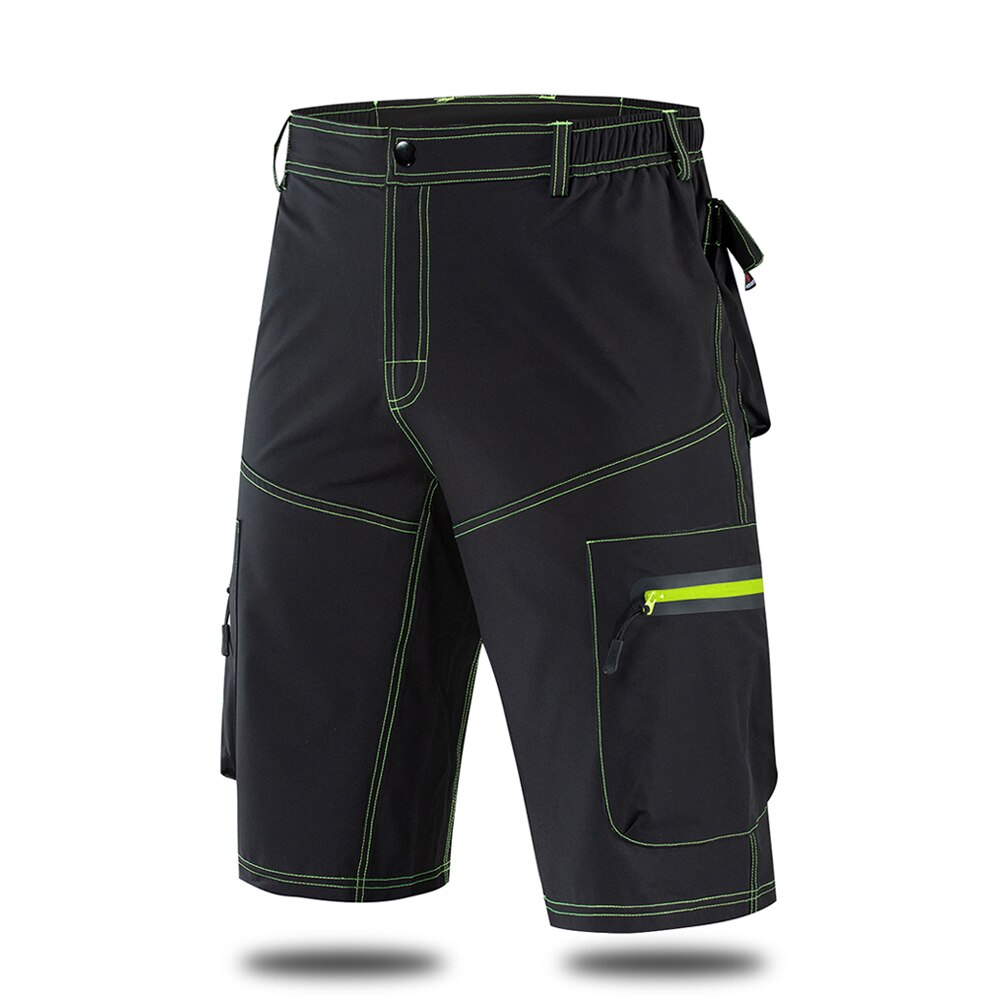 Wosawe mænd & #39 ;s korte ciclismo cykelshorts multi pocket mtb vandafvisende quick dry cykel bjergbukser motorcykel shorts: Bl133- sorte / Xxxl