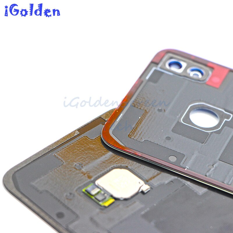 Til huawei  p20 lite bagbatteri bagdæksel låge hus kabinet glas panel+kamera linse+ fingeraftryk knap nova 3e batteri dør