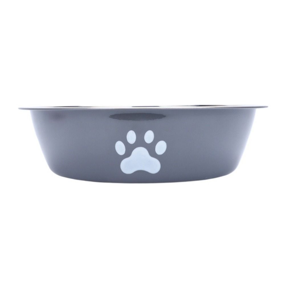 Bol pour chien en acier inoxydable de grande capacité, bol d'eau à bicouche antidérapant pour chien, mangeoires pour animaux de compagnie, motif patte de chat, bol d'alimentation pour chat, maison: M / Black