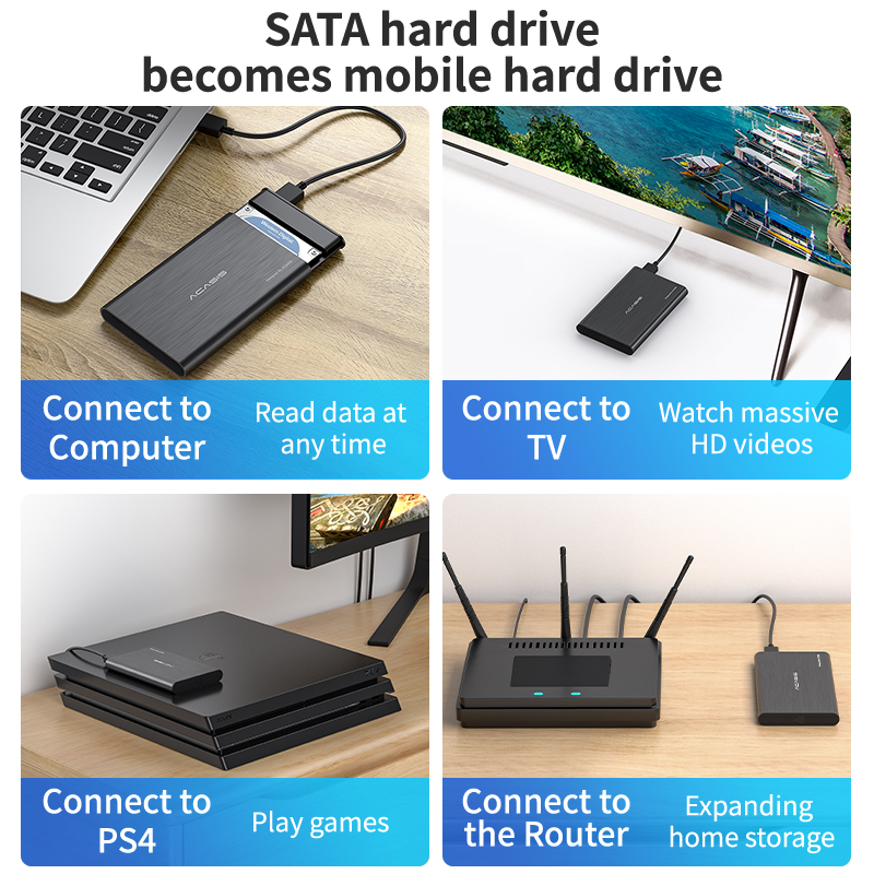 Acasis Hdd Behuizing Case 2.5 Sata Naar Usb 3.0 Externe Behuizing Hdd Case Hard Drive Voor Ssd Schijf Hdd Box met Usb Kabel