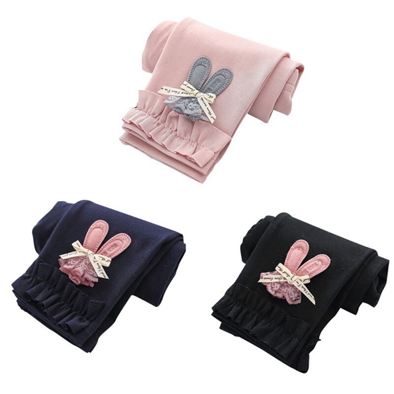 Baby Girl Stretch Leggings Pants Spring and Autumn Toddler Child Skinny Trousers pink color Rabbit Pattern Pants u