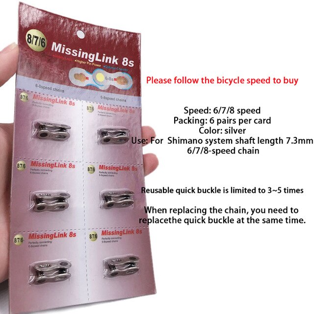 6/7/8/9/10/11 Speed Bicycle Chain Magic Buckle Connector Lock Quick Link MTB Road Bike cycling accessories: 8s Sliver 6 pairs
