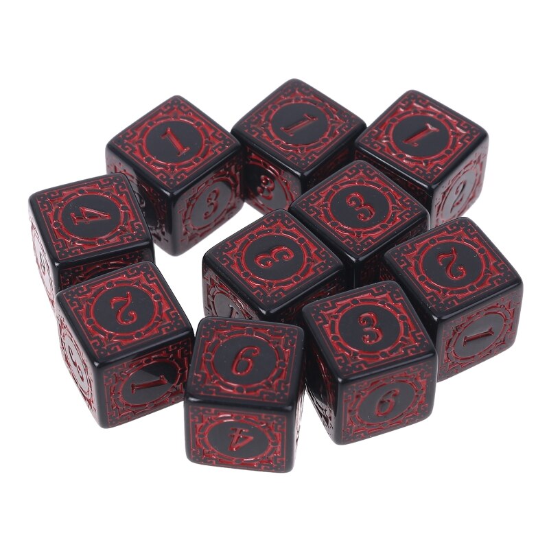10Pcs D6 Polyhedral Dice Square Edged Numbers 6 Sided Dices Beads Table Board