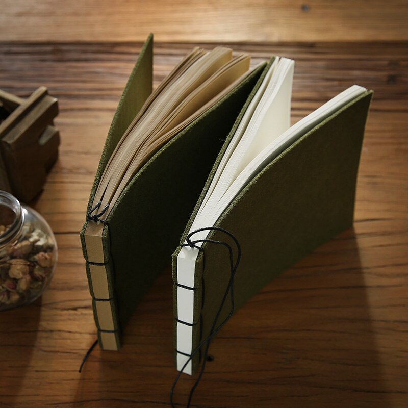 Army Green Vintage Notebook Represatation Book Reminisced Doodle Cowhide Paper Blank book Traveler Notebook 120sheets(240Pages)
