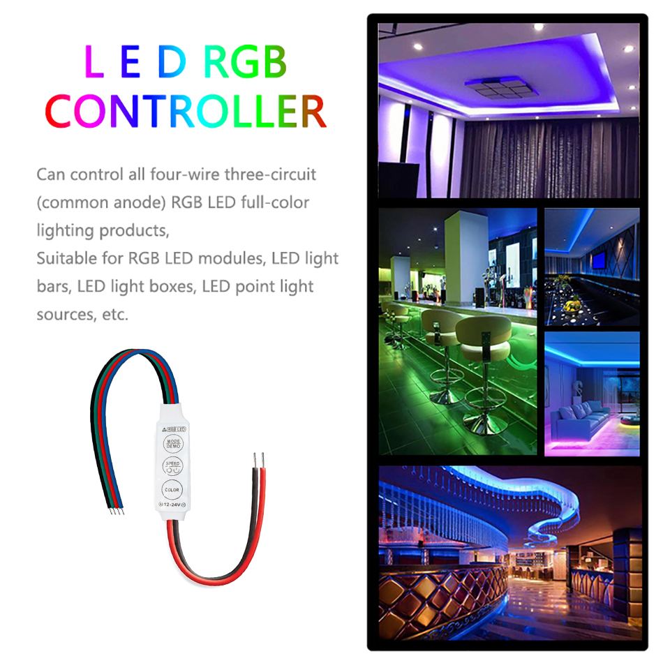 Mini-RGB-Controller, DC 12 V, 24 V, 6 A, Mikro-3-Tasten-LED-Dimmer für Konstantspannung, PWM, 3-Kanal, bunte Streifenlicht-Dimmsteuerung