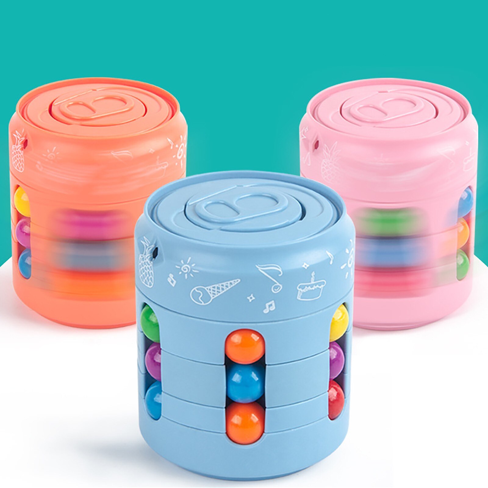 Can Cube Top fagioli colorati Finger Spinning allevia lo strumento di decompressione dello Stress per bambini e adulti