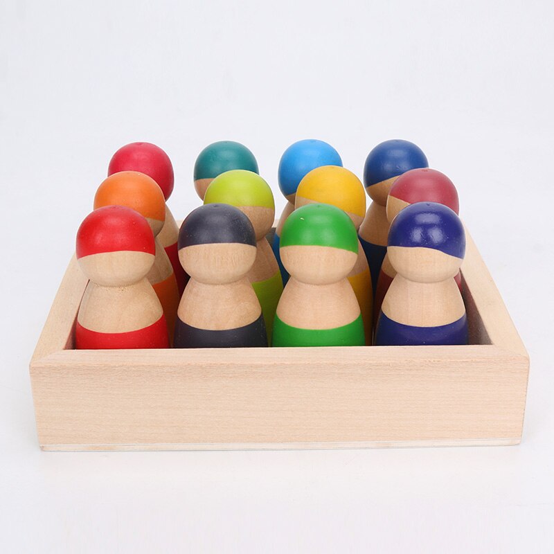 15 teile/satz Kinder Holz Regenbogen Blöcke Regenbogen Holz Kugeln Puppen für Kinder Montessori Pädagogisches Spielzeug: 5
