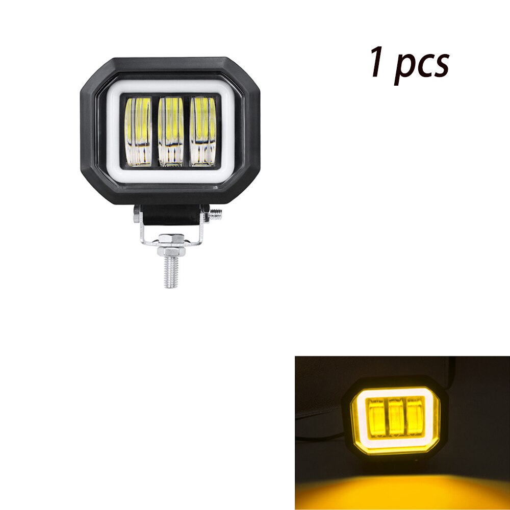 6D Lens 5 Inch Round Square Led Work Light For Car 4x4 Offroad Truck Boat UAZ ATV 12V 24V Led Angel Eyes Driving Lights。: 1x Square yellow