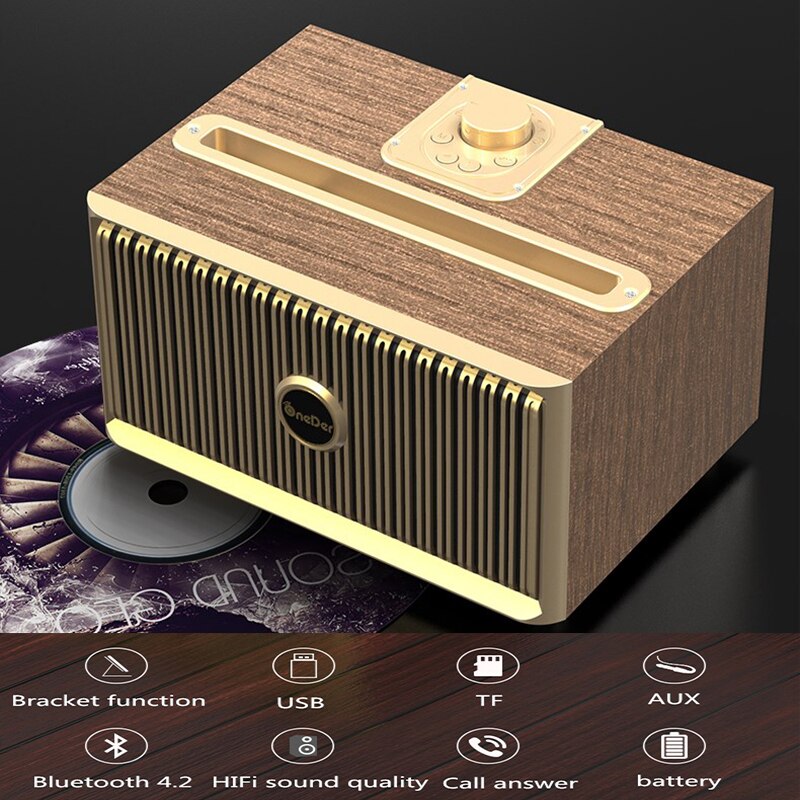 Altavoz inalámbrico con bluetooth para el hogar, altavoz retro clásico de madera, caja de sonido de de sonido súper alta, soporte para muebles de escritorio