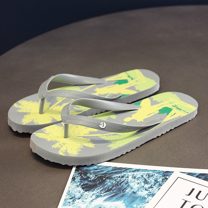 Chanclas de verano a la antideslizantes para Hombre, zapatillas negras de cocotero, zapatos de playa informales transpirables para exteriores, Sandalias para Hombre: Gris / 40