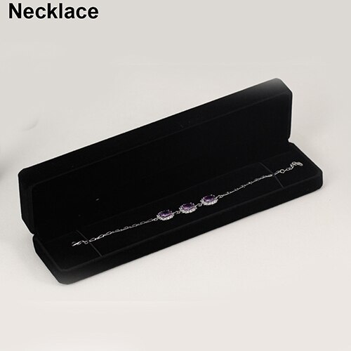 Boîte à anneaux en velours noir, boîte à montres, boîte pour colliers, boîte pour bracelets, boîte à bijoux, boîtier à bijoux, clous d'oreille, boîtes à: Necklace Box