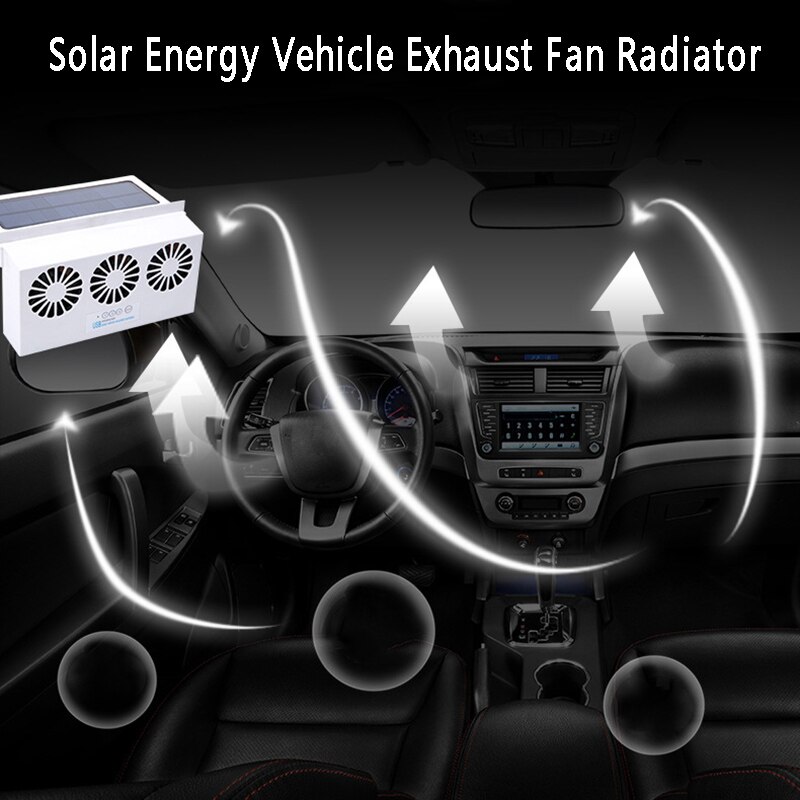 Solar Powered USB Dual-mode Power Supply Car Window Radiator Exhaust Fan Auto Air Vent Fan Ventilation Radiator Cooling System