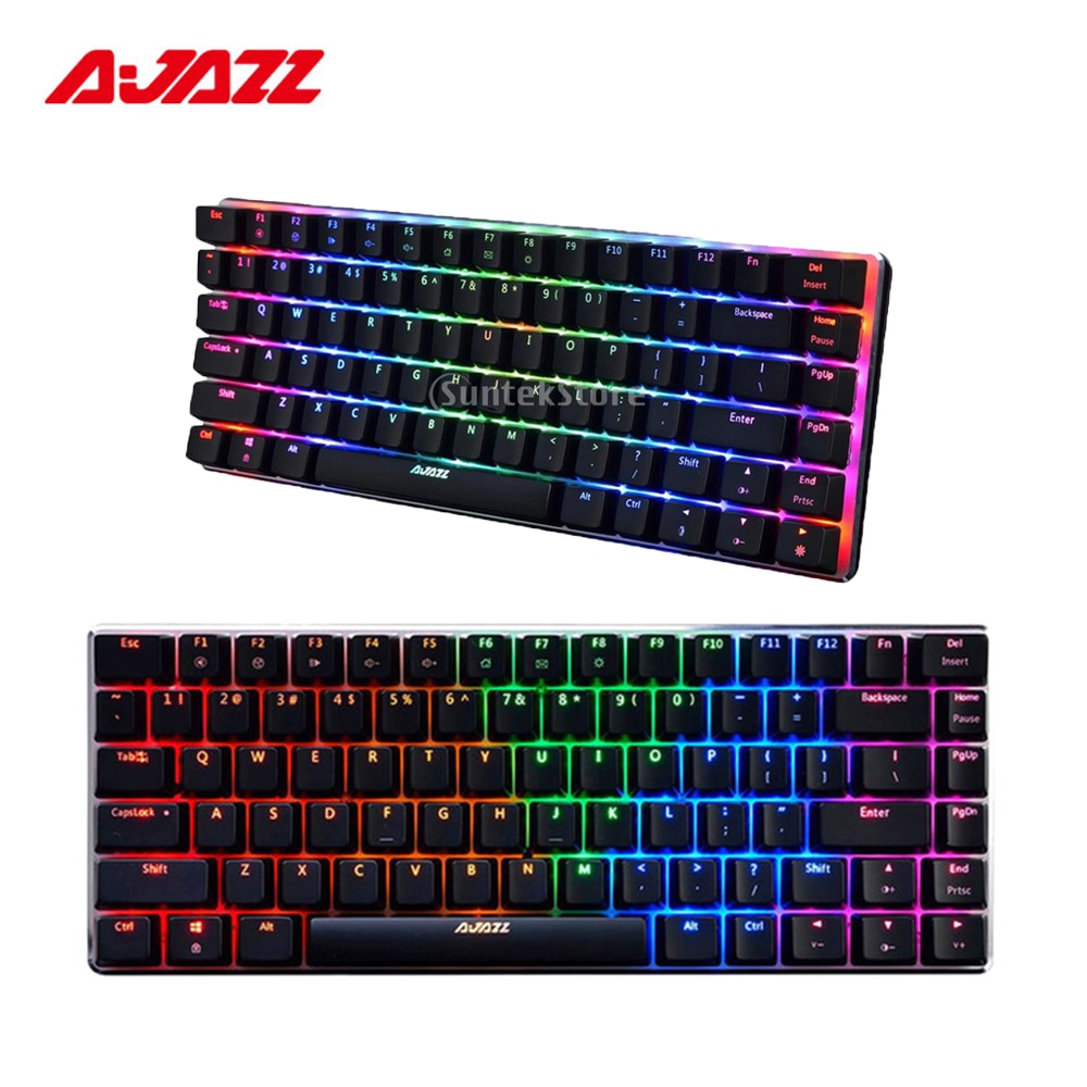 Ajazz AK33 82 klawisze przewodowa mechaniczna klawiatura do gier RGB niebieski przełącznik do gry komputerowe z ergonomicznymi chłodnymi podświetlany diodami LED nowość