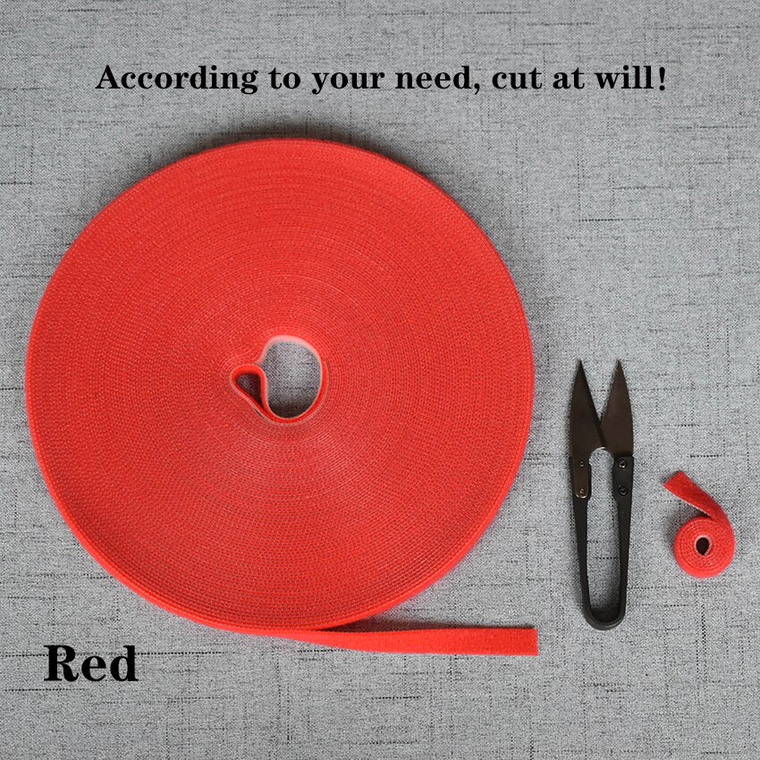Wide1cm Lengte 5M Magic Tape Klittenband Dubbelzijdig Fastener Bonding Zonder Lijm Voor Vlinderdas Riem Desktop accessoire: Red