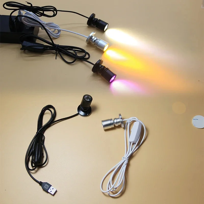 Foco Led USB de 3W, DC5V, joyería, vitrina, mostrador, lámpara montada en superficie, Mini punto de luz de techo, pegatina de interfaz de interruptor