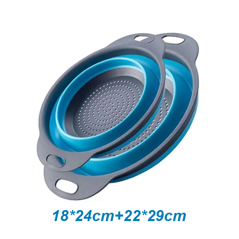 Escurridor plegable de silicona para frutas y verduras, colador plegable, colador de cocina para alimentos, Pasta, utensilios de cocina, dispositivo de drenaje, 2 uds.: Amarillo claro