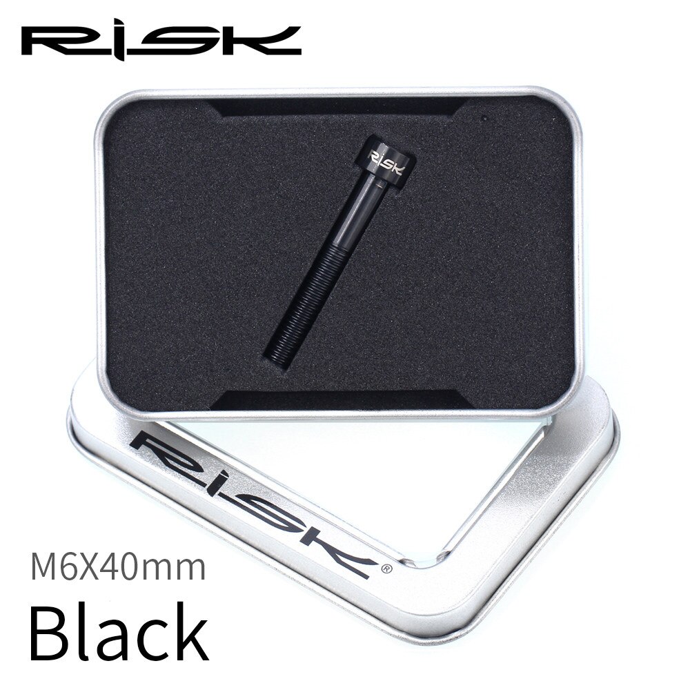 RISK Titanium Bolts Allen Key MTB Road Bike Taper Head Screw Bicycle Headset Cap Fixing Bolts Rainbow Gold M6 x 30 35 40 50mm: m6x40mm Black