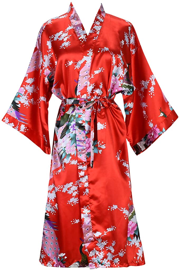 Zijde Satijn Bruiloft Bruid Bruidsmeisje Gewaad Bloemen Badjas Korte Kimono Robe Nacht Gewaad Badjas Mode Kamerjas Voor Vrouwen
