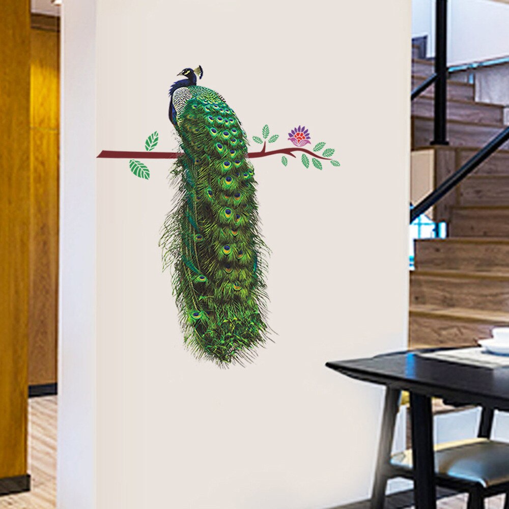 room decoration 3D Stickers DIY Home Peacock Removable Decor Environmentally Mural Wall Stickers Decal наклейки на стену: A1PC