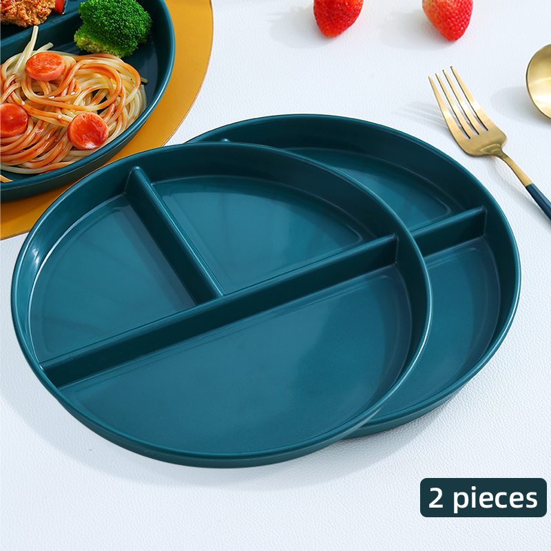 VandHome Compartment Plate For Food Round Plastic Salad Dinner Plates Dinnerware Plate Serving Dishes Cake Tray Kitchen Plates: 2pcs round