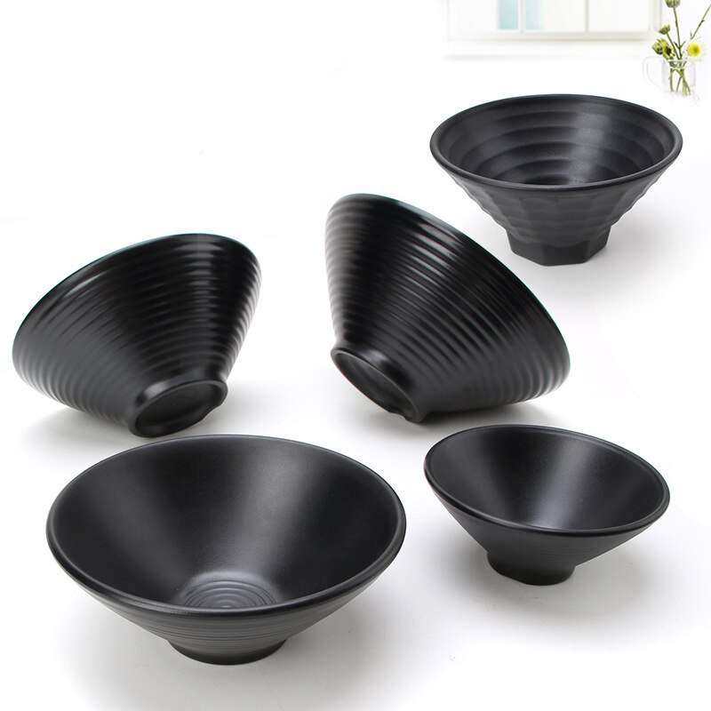 Magasin de nouilles bol spécial soupe à nouilles riz, Commercial Mala grand bol en plastique noir japonais Ramen