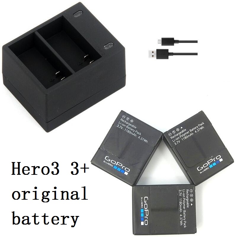 100% Originele Batterij Clownfish USB Dual Poort Oplader voor Gopro hero 3 3 + AHDBT 301 302 acculader Action accessoires