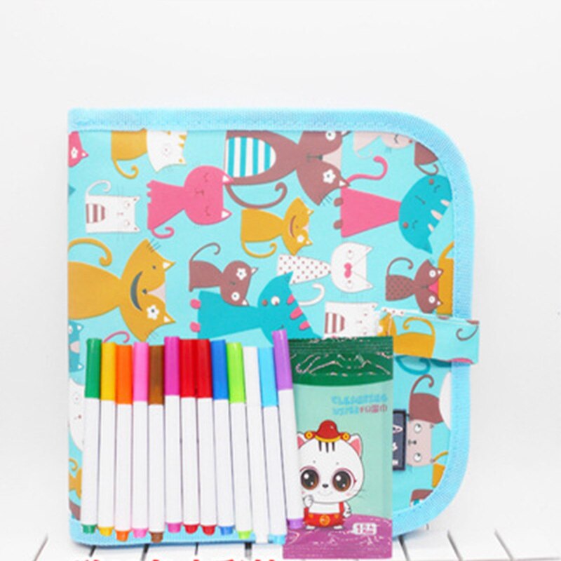 Children's Reusable Water Drawing Book Baby Magic Cartoon Portable Erasable Graffiti Painting Books Foldable Blackboard With Pen: B