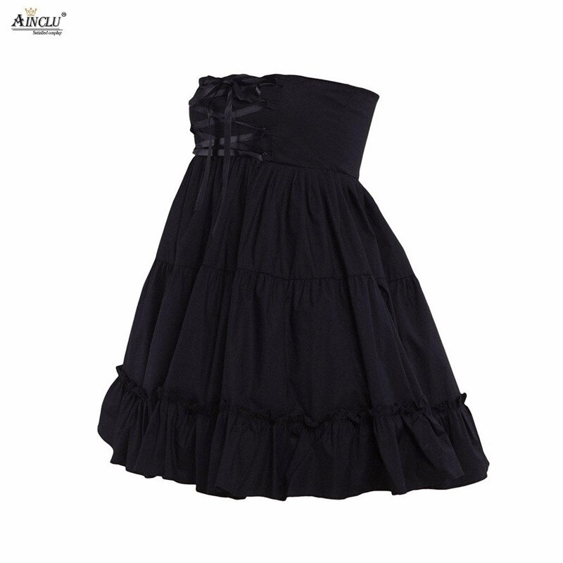 Forår/sommer/efterår/vinter ainclu xs-xxl kvinders bomuld sorte flæser gotisk lolita nederdel med "europæisk og amerikansk stil