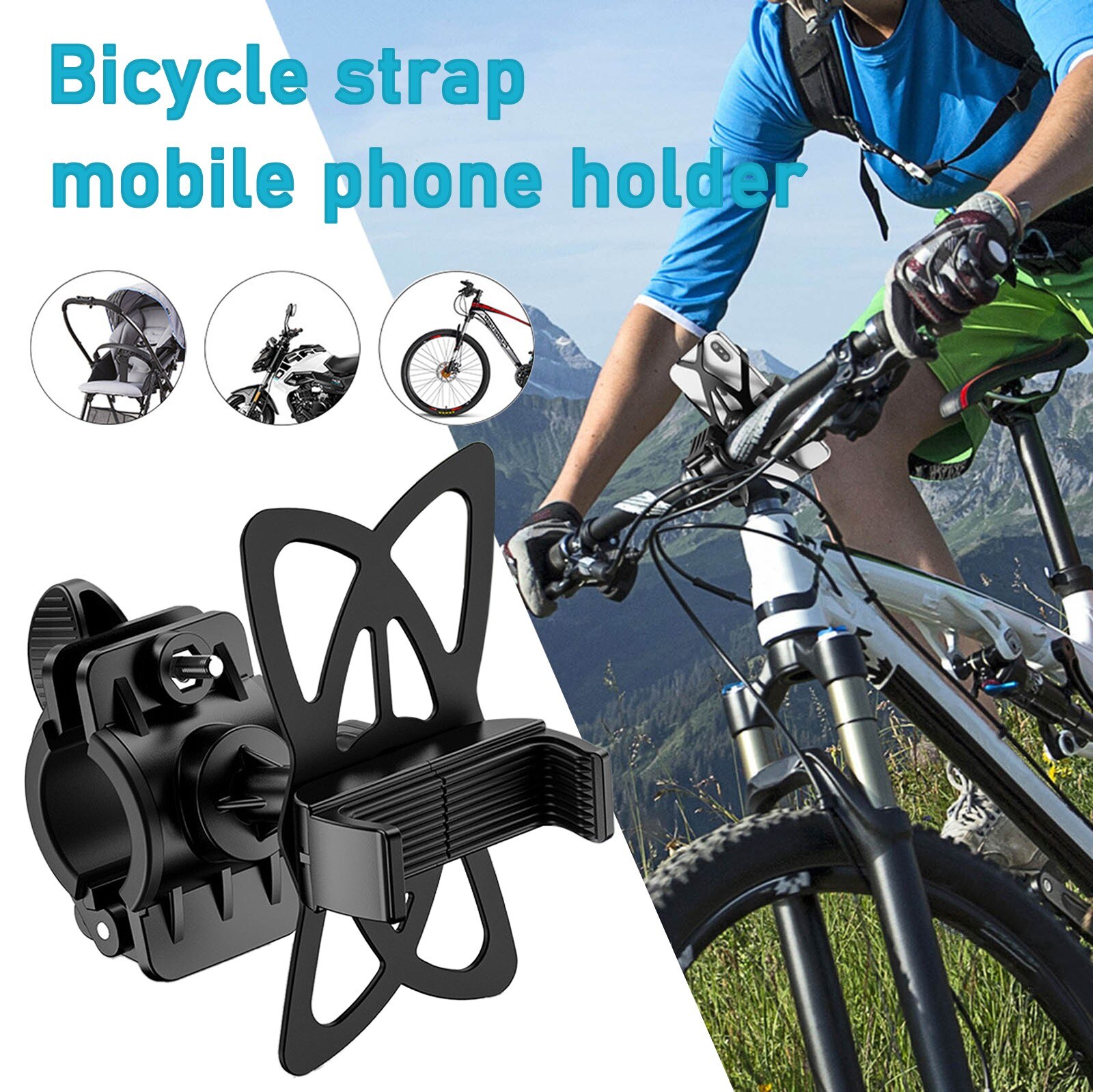 Support de téléphone portable Support de guidon de vélo pour moto vélo Noir