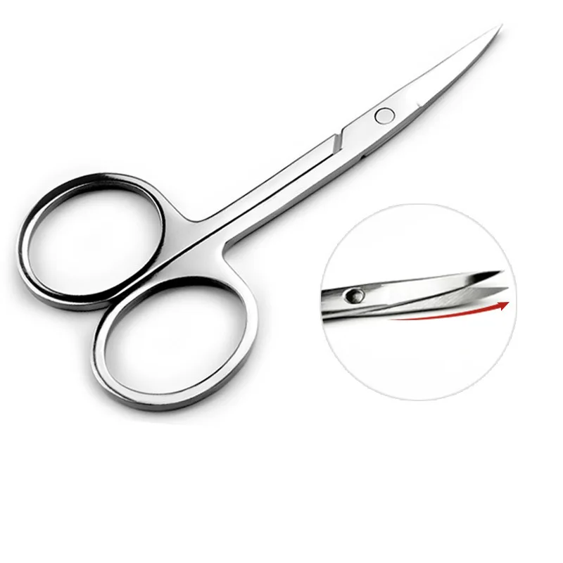 Ciseaux pour poils du visage arrondi en acier inoxydable moustache nez cheveux barbe sourcils cils coupe tondeuses multifonctions: Black