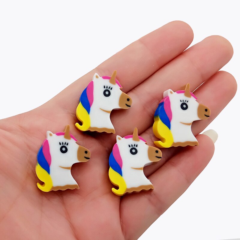 4 st/lot kawaii mini djur modifiera suddgummin tecknad unicorn penna suddgummi för barn leksaker kontor skolpapper