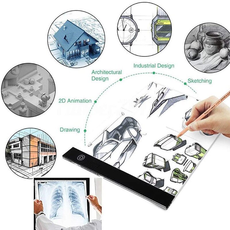 Acrylic LED Sketch Board For A4 Paper Adjustable LED Soft Eye-protection Lighted Drawing Writing Board USB Charging HWC