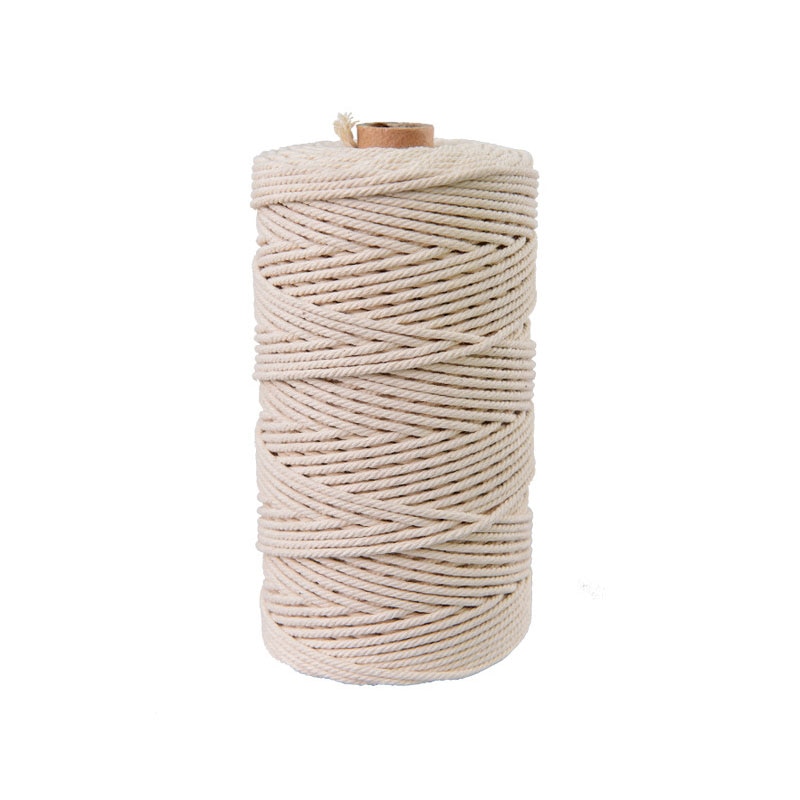 4-6mm 50m beige bomuld snoet flettet snor reb håndværk holdbar makramesnor gør-det-selv håndlavet hjemme dekorative tekstiltilbehør