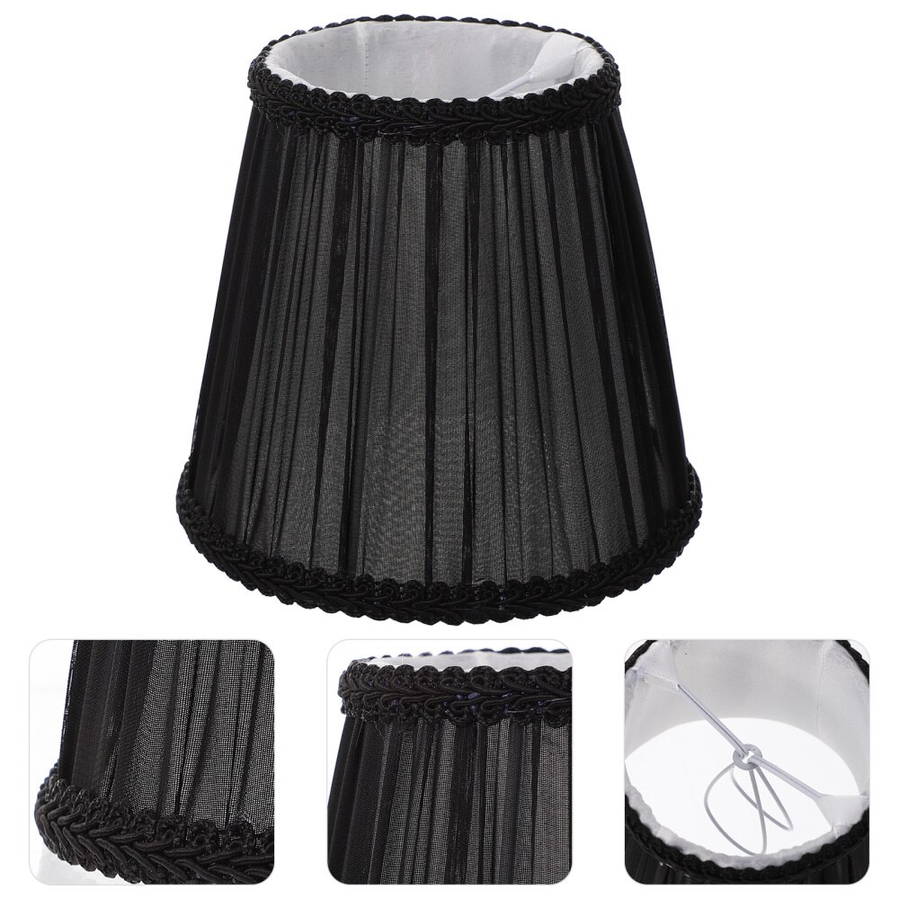 1pc Cloth Lampshade Lamp Protective Cover Chandelier Lamp Shade Lamp Decor: Black