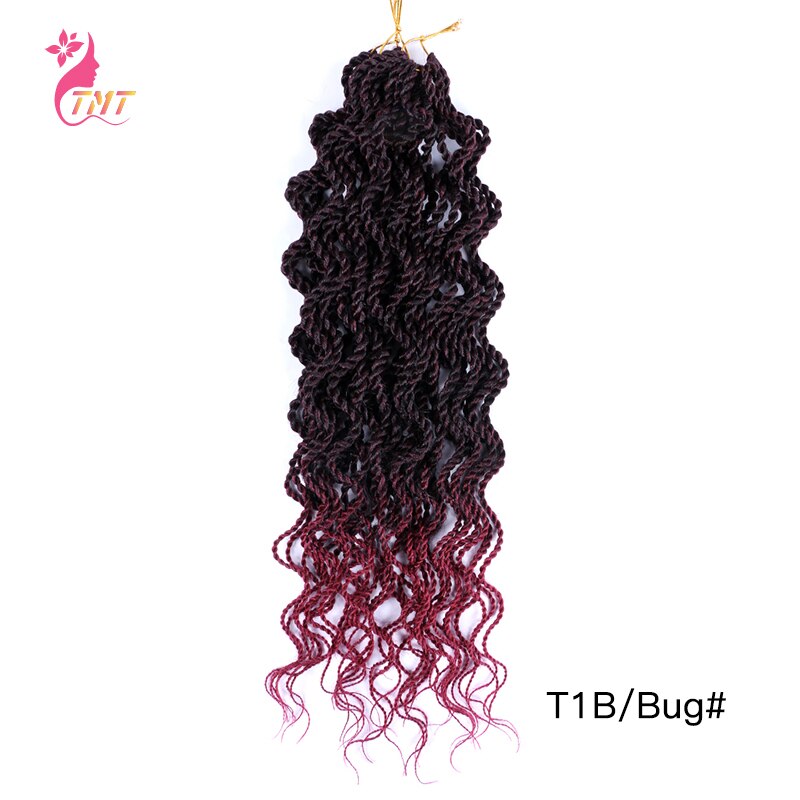 18 "pelo trenzado rizado senegalés Twist trenzas cabello ombré ondulado senegalés Twist pelo sintético del pelo de extensión de trenza de cabello 15 raíces: T1B-BUG