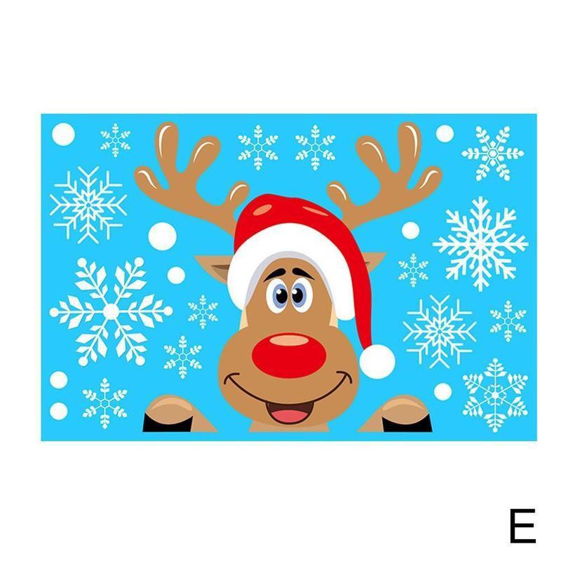 Merry Christmas Window Wall Sticker Santa Claus Deer Glass Window Xmas Static Sticker 2022 Year Decals Home Decoration