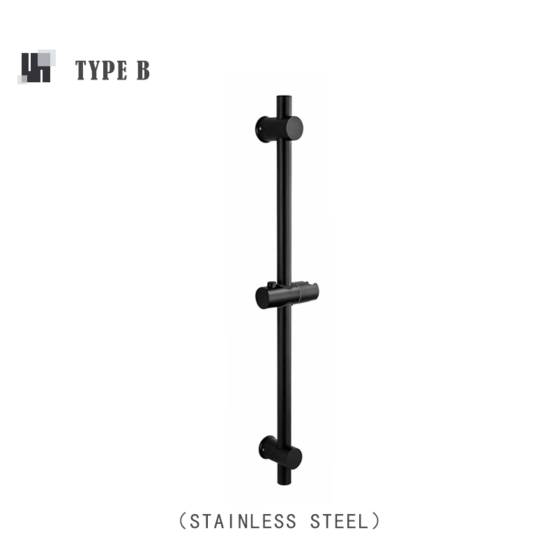 Matte Black Bathroom Sliding Shower Bar Shower Column Wall Mounted Rod with Adjustable Bracket Holder Round Square Slide Bar: Type B