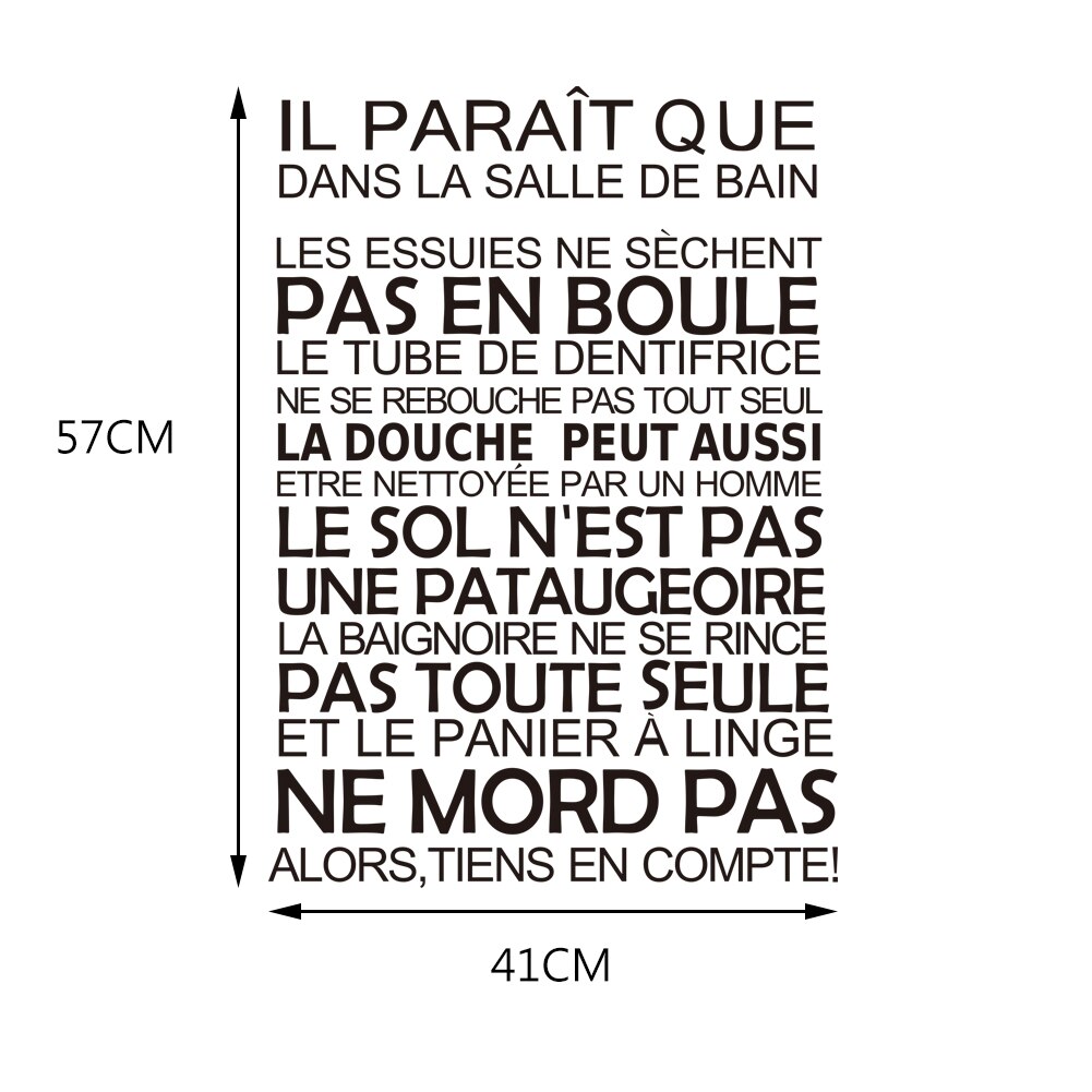 Autocollant Mural Citation Les règles Des Toilettes, Papier Peint De Décoration pour Salle De Bain, WC: DW1805S