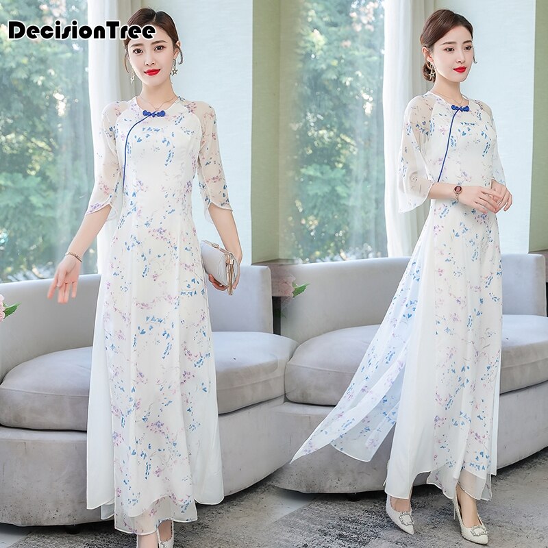 Robe chinoise en lin qipao, robe traditionnelle pour femmes, élégante, qipao, aodai, collection