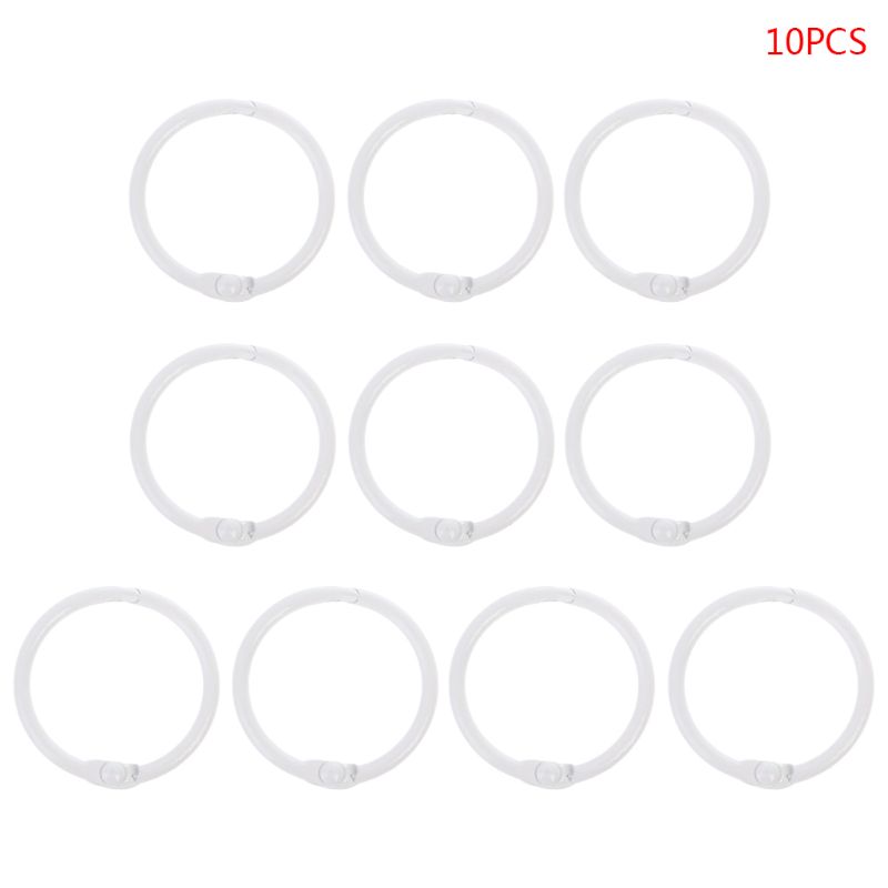 10pcs Metal Loose Leaf Binder Ring Book Hoops DIY Albums School Office Supplies Craft: W